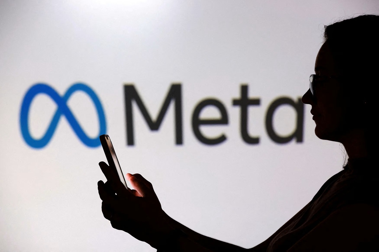 Side profile of a person with a glowing brain and letters streaming from the brain, reading Brain2Qwerty v2&mdash;Meta branding.